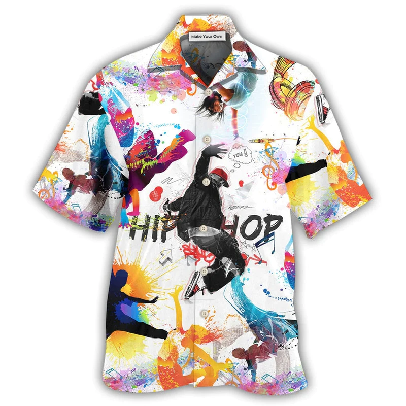 Colorful Hip Hop Music Hawaiian Shirt For Vacation Getaways Resort Wear And Casual Celebrations