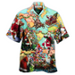 Chirstmas Santa Hawaiian Shirt Design Detail For Beach Days And Holiday Travel