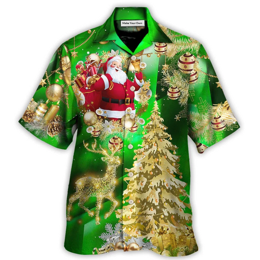 Green Christmas Tree Hawaiian Shirt For Resort Getaways And Comfortable Summer Activities
