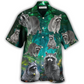 Green Raccoon Hawaiian Shirt For Resort Getaways And Comfortable Summer Activities