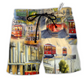 Train Love Our City Hawaiian Print Beach Shorts For Racing Fans And Beach Days