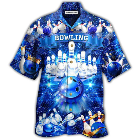 Blue Bowling Part Day Hawaiian Shirt For Summer Vacation And Beach Travel