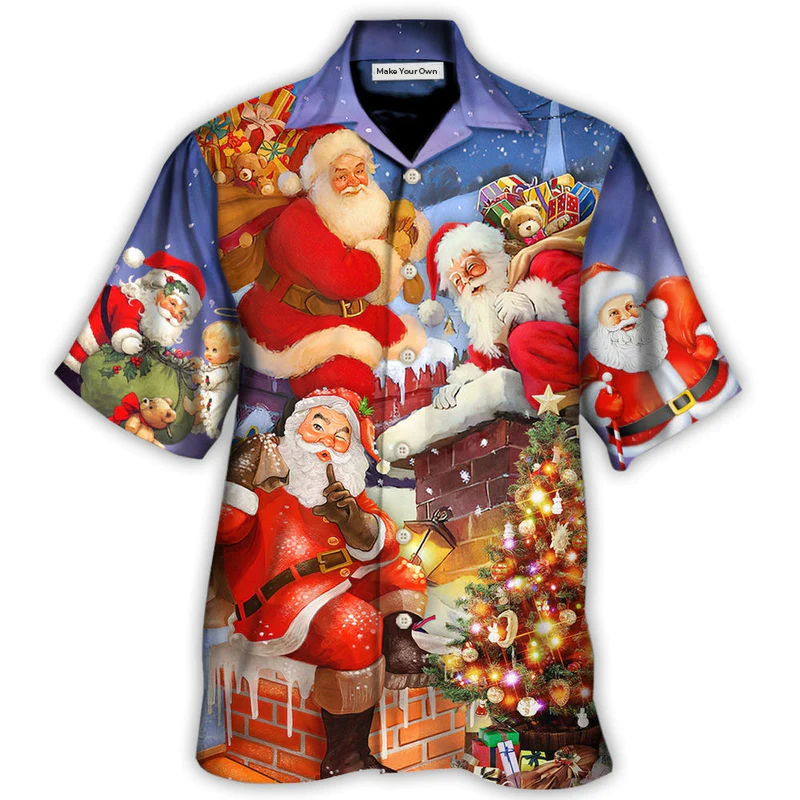 Festive Christmas Rooftop Hawaiian Shirt For Summer Events And Casual Outdoor Wear