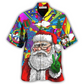 Christmas Playful Hippie Peace Hawaiian Shirt For Resort Travel Summer Outings And Casual Gatherings