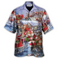 Christmas Santa Hawaiian Shirt Summer Design Detail For Vacation Style