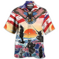 Eagle Samurai US Flag Independence Day Hawaiian Shirt Artwork Detail For Tropical Trips And Casual Outings