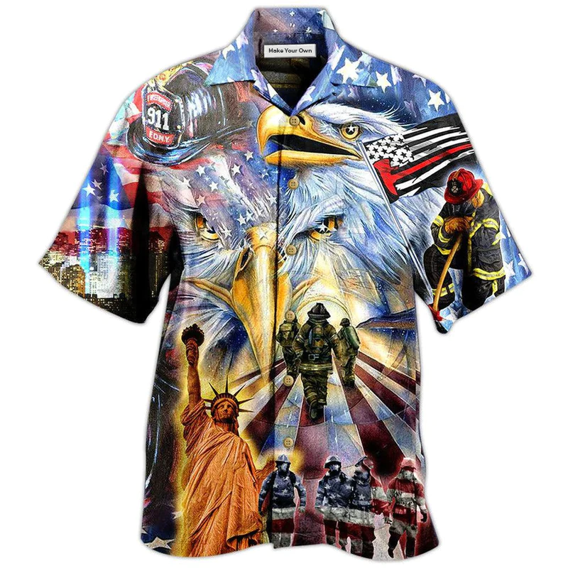 American Proud Hawaiian Shirt Design View For Casual Summer Styling