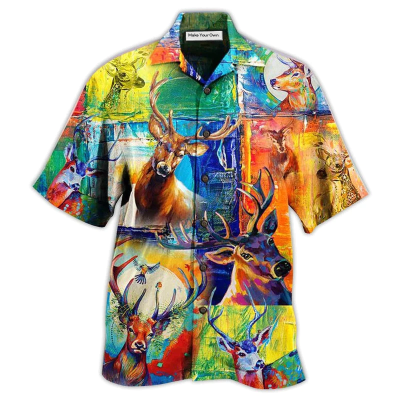 Deer Animals Hawaiian Shirt Design Detail For Beach Days And Holiday Travel
