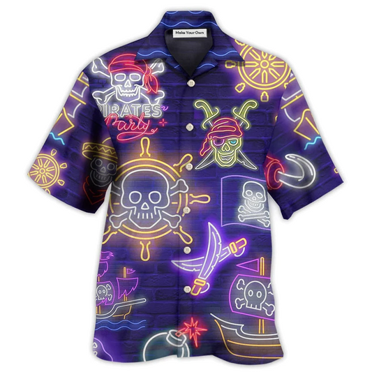 Nautical Pirate Captain Party Hawaiian Shirt Design Detail For Sunny Adventures And Casual Wear