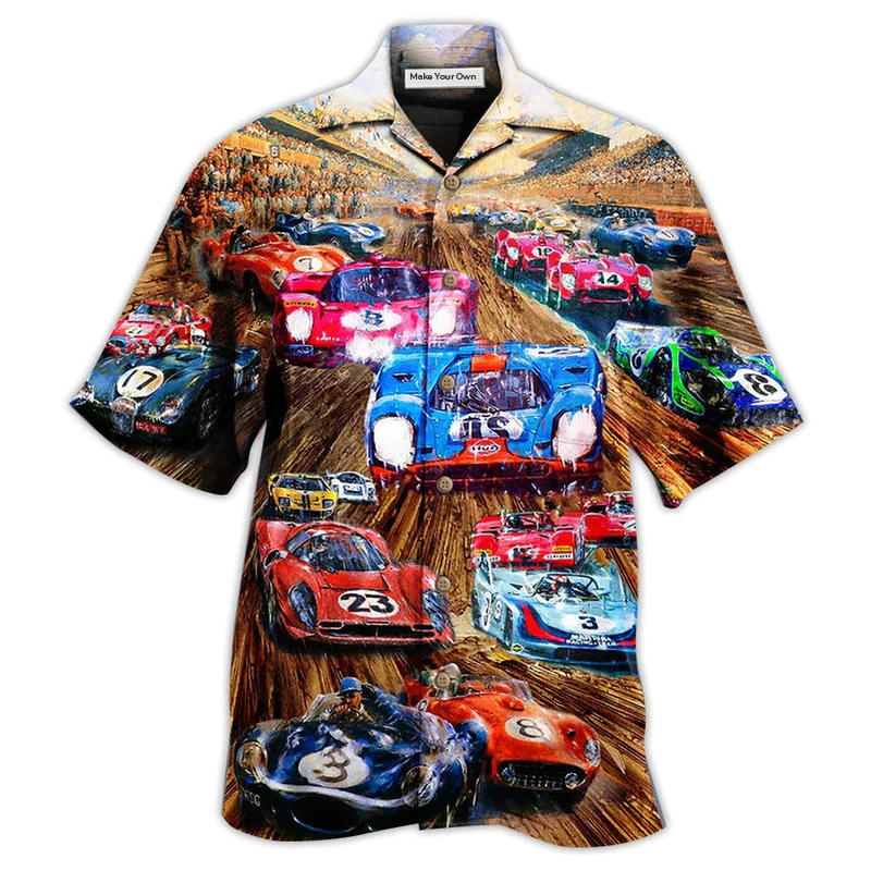 High Speed Racing Car Hawaiian Shirt For Vacation Parties Beach Outings And Relaxed Daily Wear