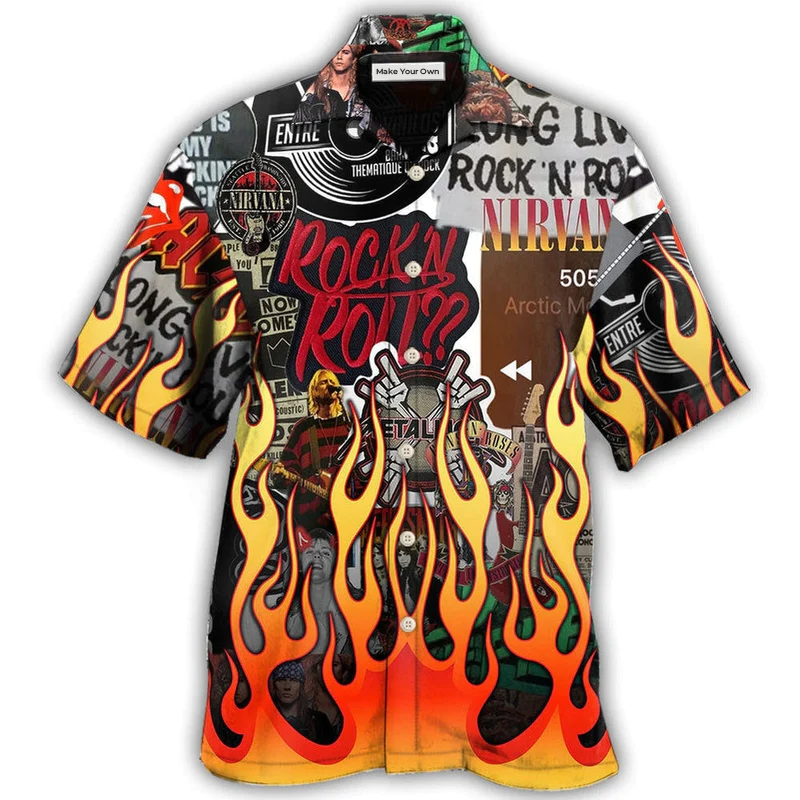 Flame Red Music Notes Hawaiian Shirt For Beach Getaways Resort Outings And Thoughtful Gifting