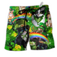 Irish Saint Patricks Day Cats Shamrocks Green Beach Shorts For Tropical Holidays And Weekend Adventures