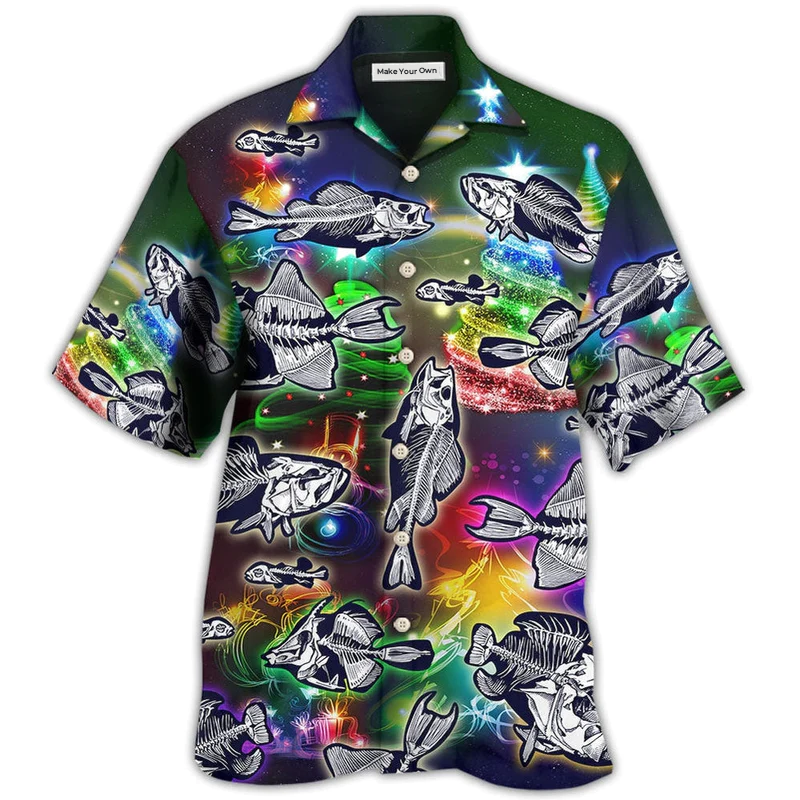 Festive Fishing Amazing Christmas Hawaiian Shirt For Vacation Days And Relaxed Coastal Outings