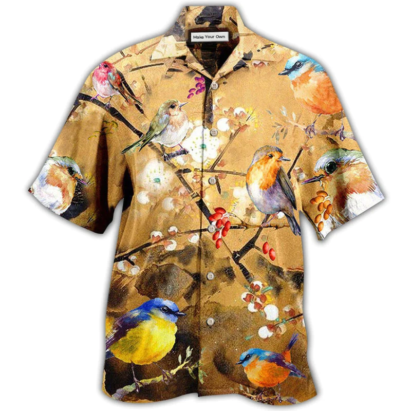 Robin Bird Hawaiian Shirt For Vacation Parties Beach Outings And Relaxed Daily Wear