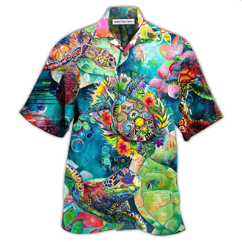 Colorful Turtle Sea Hawaiian Shirt For Coastal Adventures And Warm Weather Wear