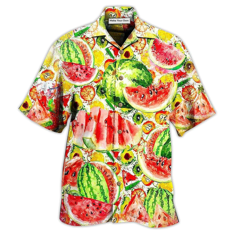 Summer Tropical Fruit And Watermelon Hawaiian Shirt For Beach Getaways Resort Outings And Thoughtful Gifting