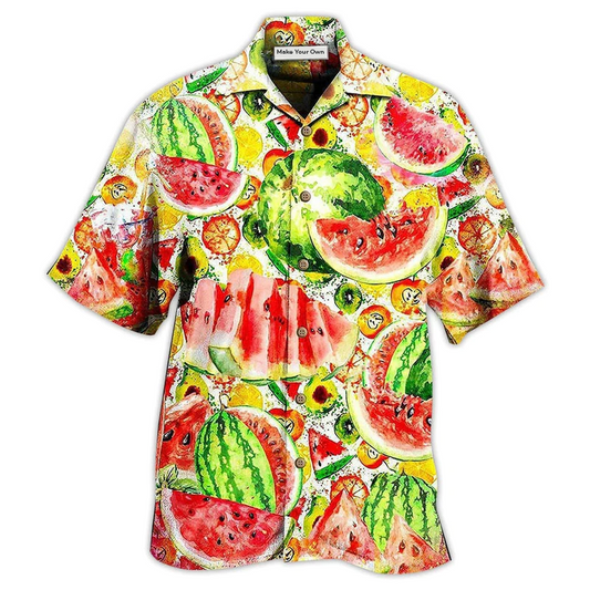 Summer Tropical Fruit And Watermelon Hawaiian Shirt For Beach Getaways Resort Outings And Thoughtful Gifting