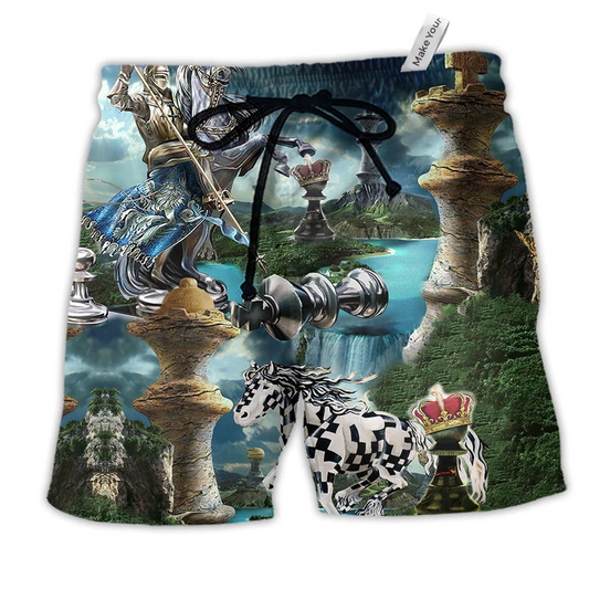 Chess Is Life Mountain Hawaiian Print Beach Shorts For Beach Days And Outdoor Activities