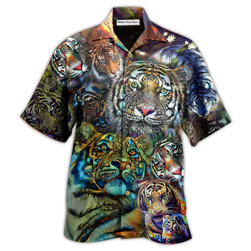 Tiger Hawaiian Shirt Artwork Detail For Resort Trips And Outdoor Activities