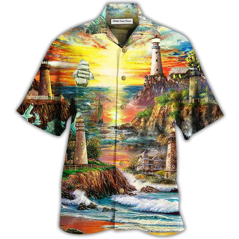 Lighthouse Ocean Hawaiian Shirt For Warm Weather Adventures And Everyday Comfort