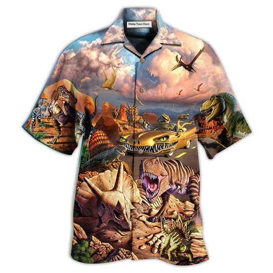 Dinosaur Dinosaurs Heaven Hawaiian Shirt Design Detail For Beach Days And Holiday Travel