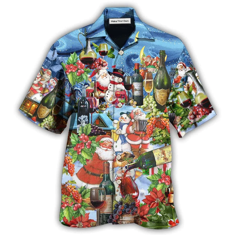 Wine Glass Hawaiian Shirt For Beach Parties And Weekend Getaways