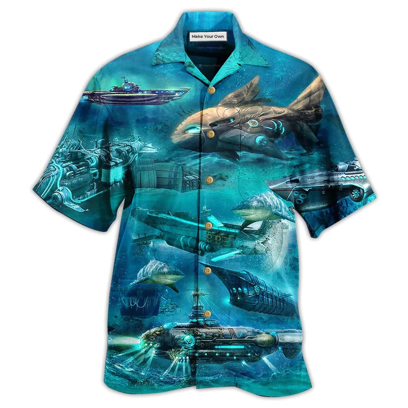 Submarine Hawaiian Shirt For Tropical Parties Vacation Travel And Casual Summer Style