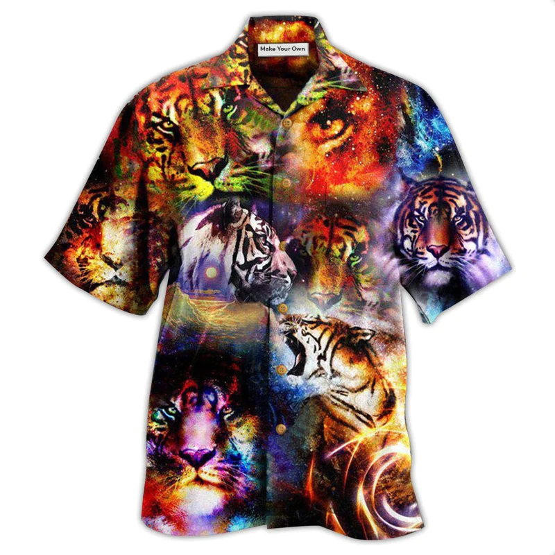 Galaxy Tiger Hawaiian Shirt For Beach Vacations Casual Parties And Warm Weather Style