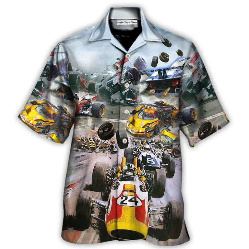 Racing Car Hawaiian Shirt For Island Trips Summer Gatherings And Comfortable Daily Wear