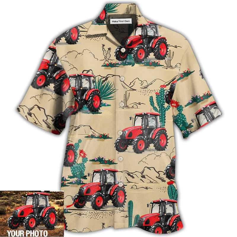 Tractor Desert Custom Photo Hawaiian Shirt For Summer Events And Casual Outdoor Wear