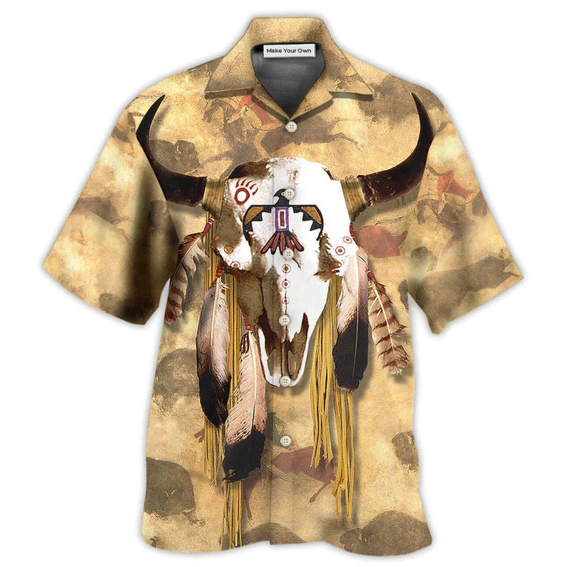 Tribal Peace Skull Hawaiian Shirt For Beach Vacations Casual Parties And Warm Weather Style