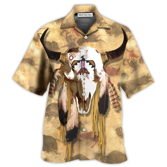Tribal Peace Skull Hawaiian Shirt For Beach Vacations Casual Parties And Warm Weather Style