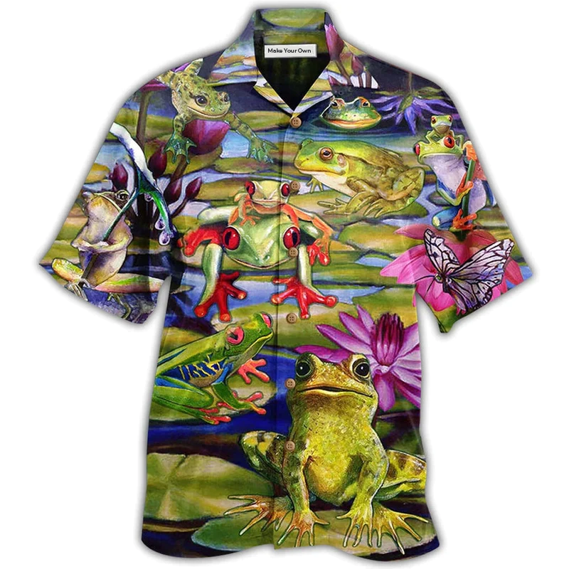 Frog Lake Hawaiian Shirt Design View For Casual Summer Styling