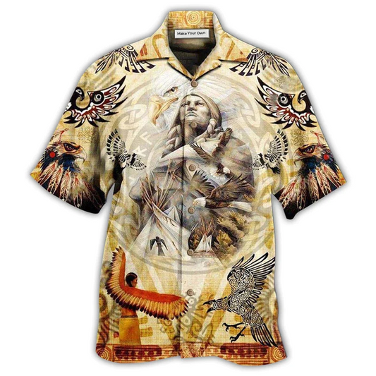 Bohemian Eagle American Power Hawaiian Shirt For Summer Vacation And Beach Travel
