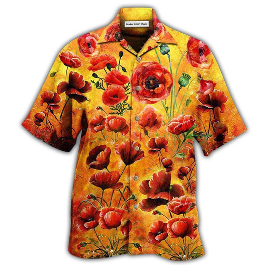 Floral Poppy Flower Hawaiian Shirt For Island Trips Summer Gatherings And Comfortable Daily Wear