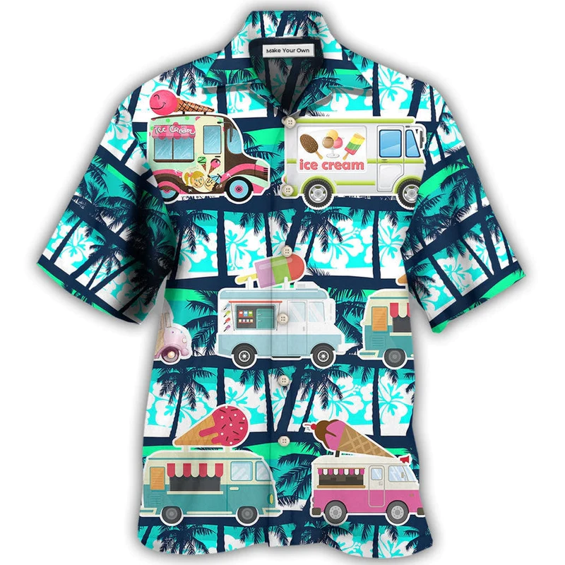 Truck Ice Cream Hot Summer Hawaiian Shirt Design View For Resort Travel And Thoughtful Gifting