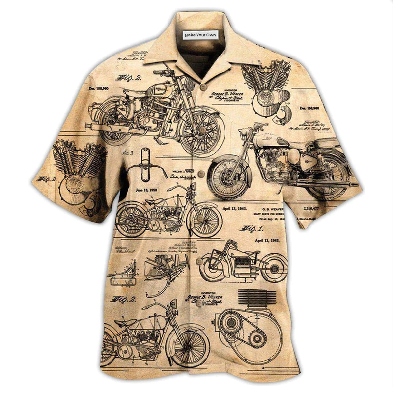 Motorcycle Search Original Motorcycles Hawaiian Shirt Pattern Detail For Summer Holidays And Outdoor Fun