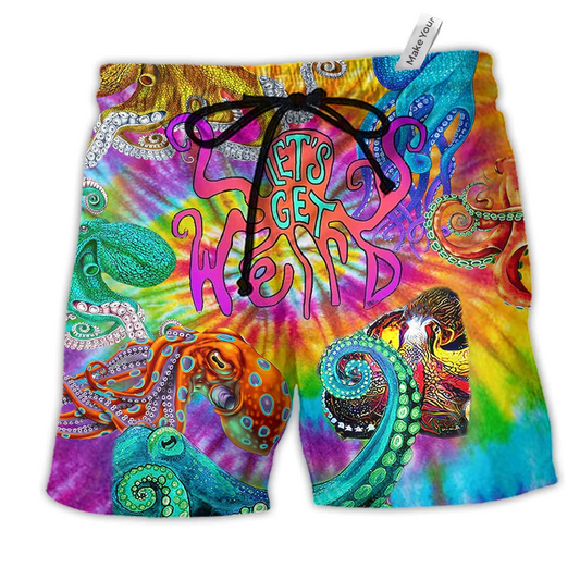 Hippie Lets Get Octopus Hawaiian Print Beach Shorts For Beach Days And Coastal Travel