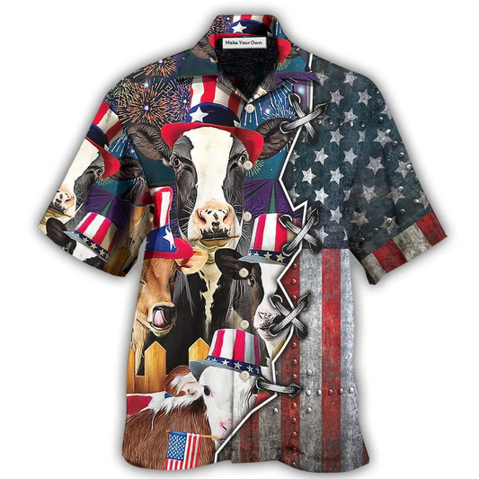 Cow Independence Day Hawaiian Shirt For Resort Getaways And Comfortable Summer Activities