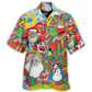 Festive Hippie Santa Christmas Hawaiian Shirt Creative Print View For Vacation Style