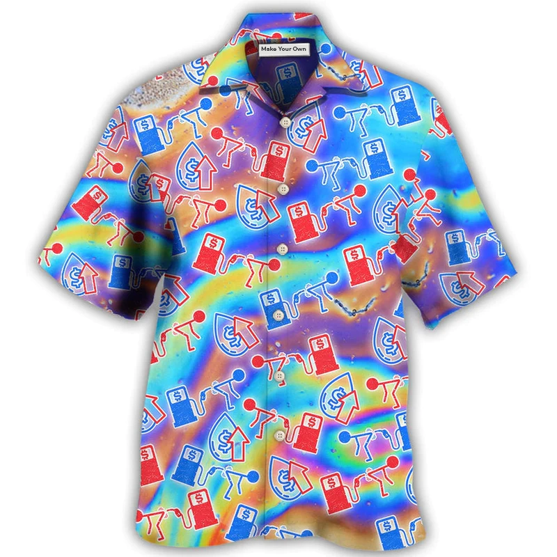 Gas Pump Oil Fuel Petrol Hawaiian Shirt Pattern Detail For Vacation Travel And Daily Wear
