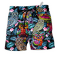 Owl And Flowers Colorful Hawaiian Print Beach Shorts For Sunny Holidays And Outdoor Wear
