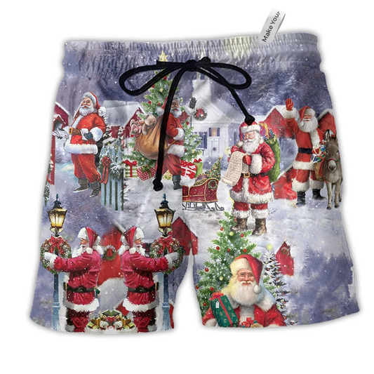 Christmas Santa Beach Shorts For Tropical Holidays And Leisure And Relaxation
