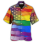 Patriotic Peace Rainbow Pride Hawaiian Shirt For Summer Events Coastal Travel And Comfortable Styling