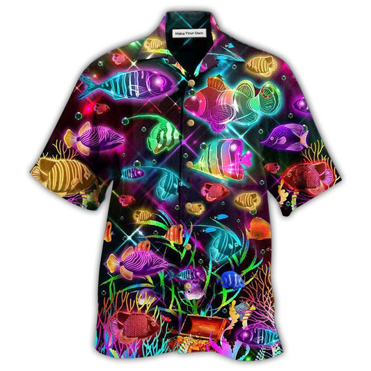 Neon Fish Even Small Hawaiian Shirt For Poolside Relaxation And Sunny Getaways