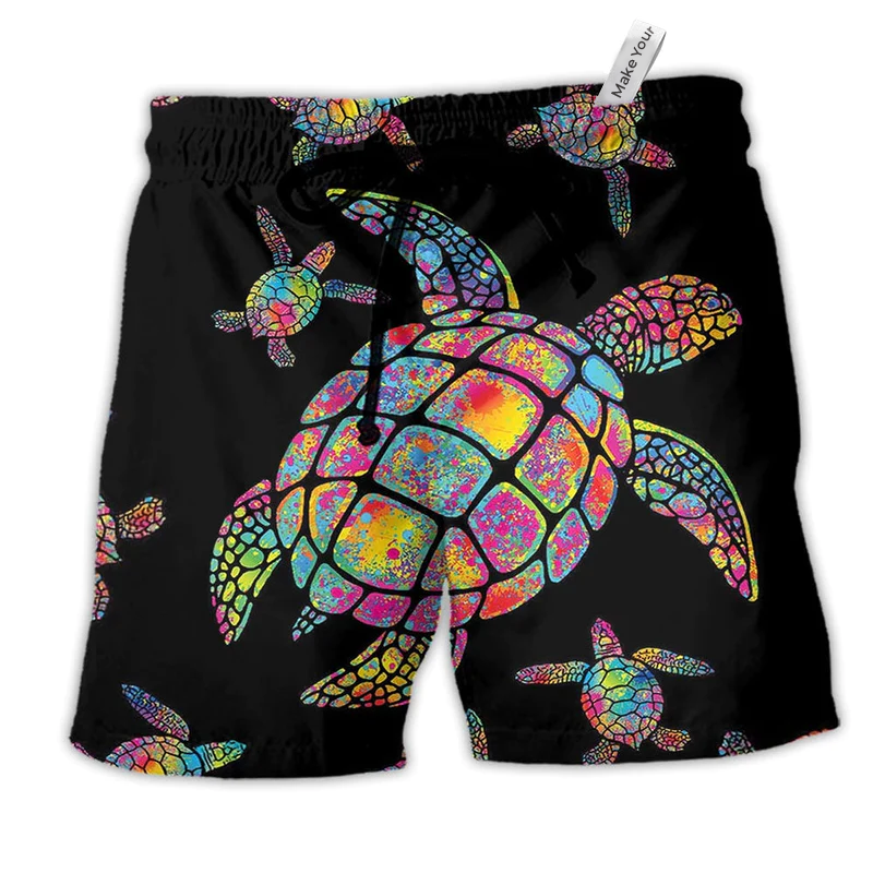 Hippie Ocean Turtle Beach Shorts For Coastal Adventures And Thoughtful Gift Giving