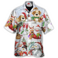 Happy Snowman Christmas Santa Together Hawaiian Shirt Design Detail For Beach Days And Holiday Travel