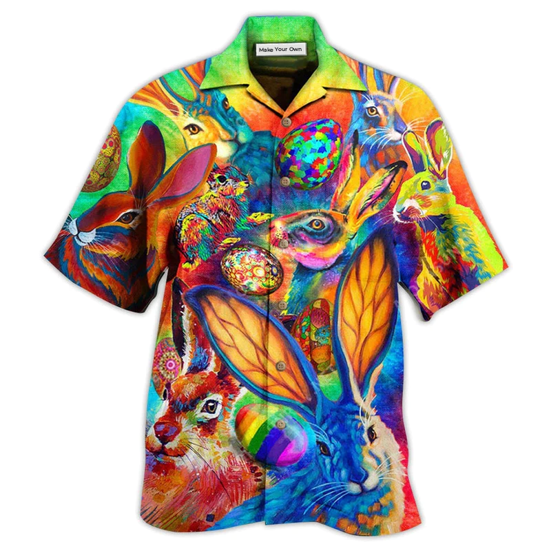 Colorful Rabbit Hawaiian Shirt For Beach Days Resort Trips And Relaxed Everyday Style