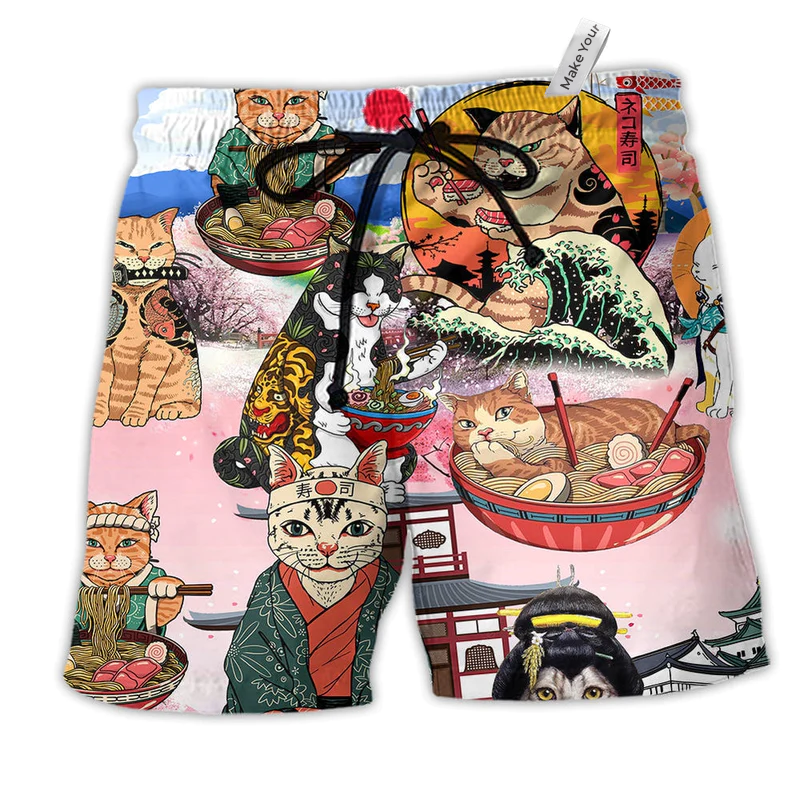 Cat Rule The World So Cute Hawaiian Print Beach Shorts For Wildlife Inspired Summer Style