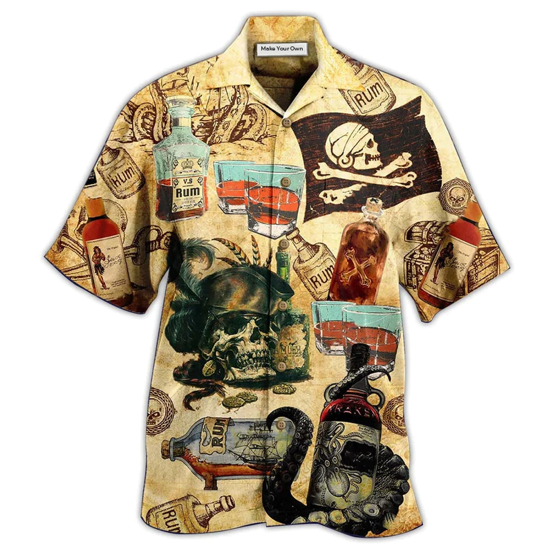 Skull Wine Hawaiian Shirt Artwork View For Coastal Escapes And Resort Style